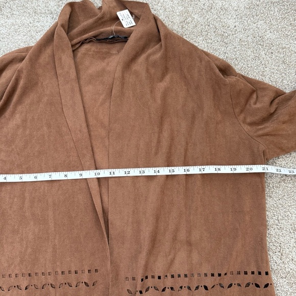 NWT Faux Suede Jacket Blazer Cognac Cutout Western Boho Festival Size Small - Picture 8 of 11